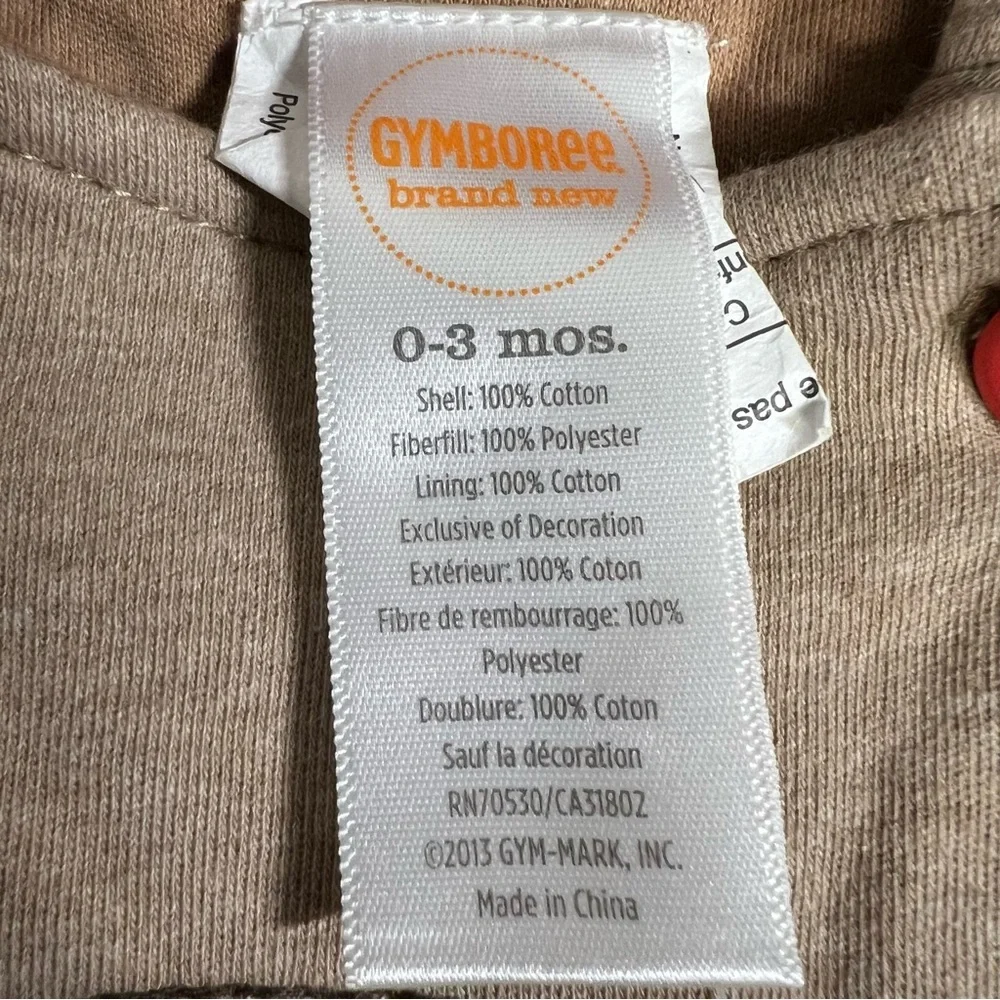 Gymboree Baby Bear Romper 0-3 Months Hooded Bodysuit Brown Cotton Outfit New NWT